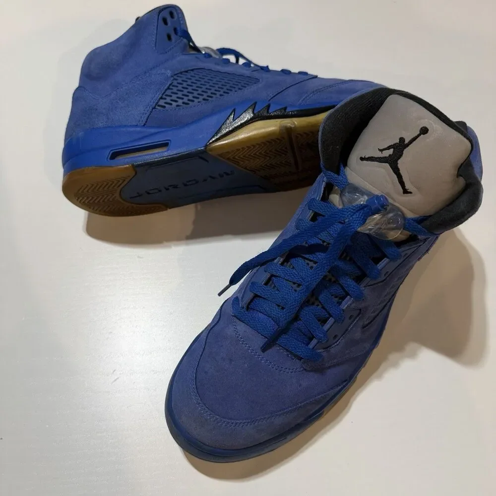 Nike Air Jordan 5 Retro Blue Suede Game Royal 136027-401 Men’s Size 11.5 Shoes